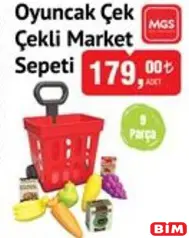 MGS OYUNCAK ÇEK ÇEKLİ MARKET SEPETİ 9 PARÇA MGS OYUNCAK ÇEK ÇEKLİ MARKET SEPETİ 9 PARÇA